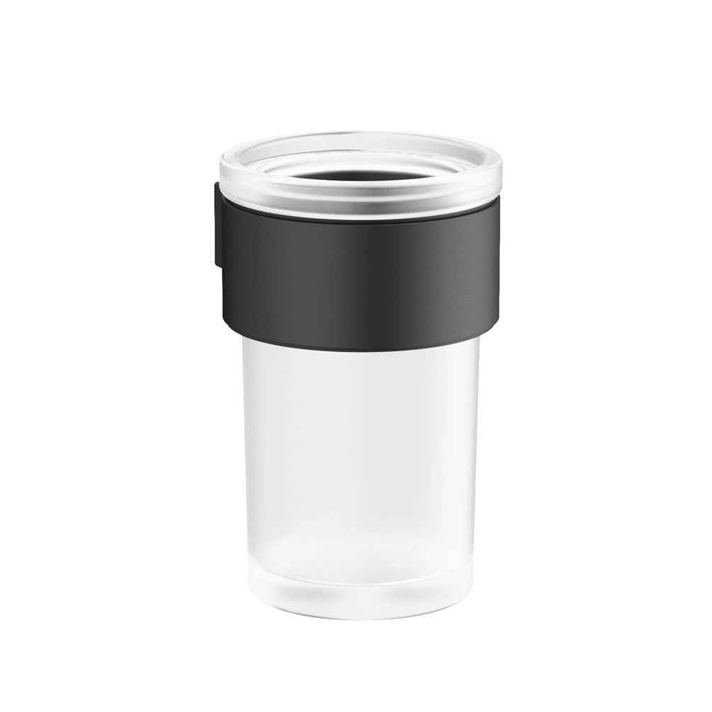 Cutout image of Crosswater Velo Matt Black Tumbler Holder